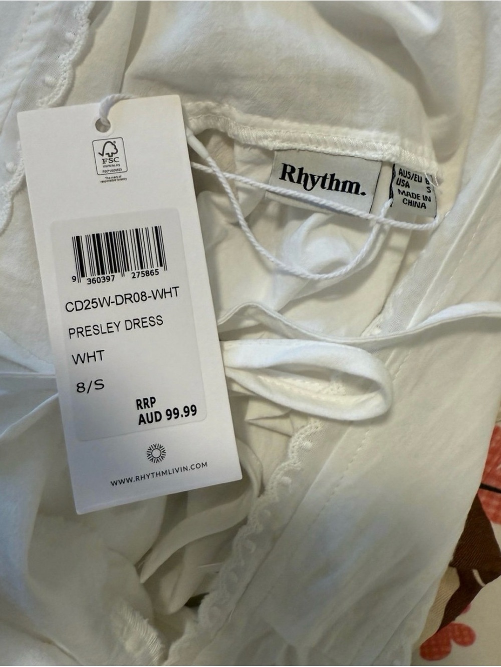 Rhythm White Sleeveless V-Neck Babydoll Dress - Picture 5 of 7